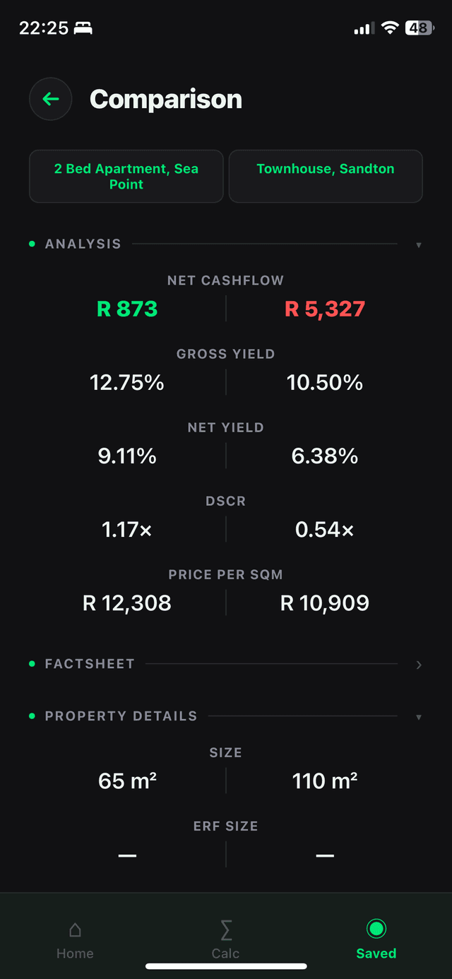 Yieldstone property calculator screenshot